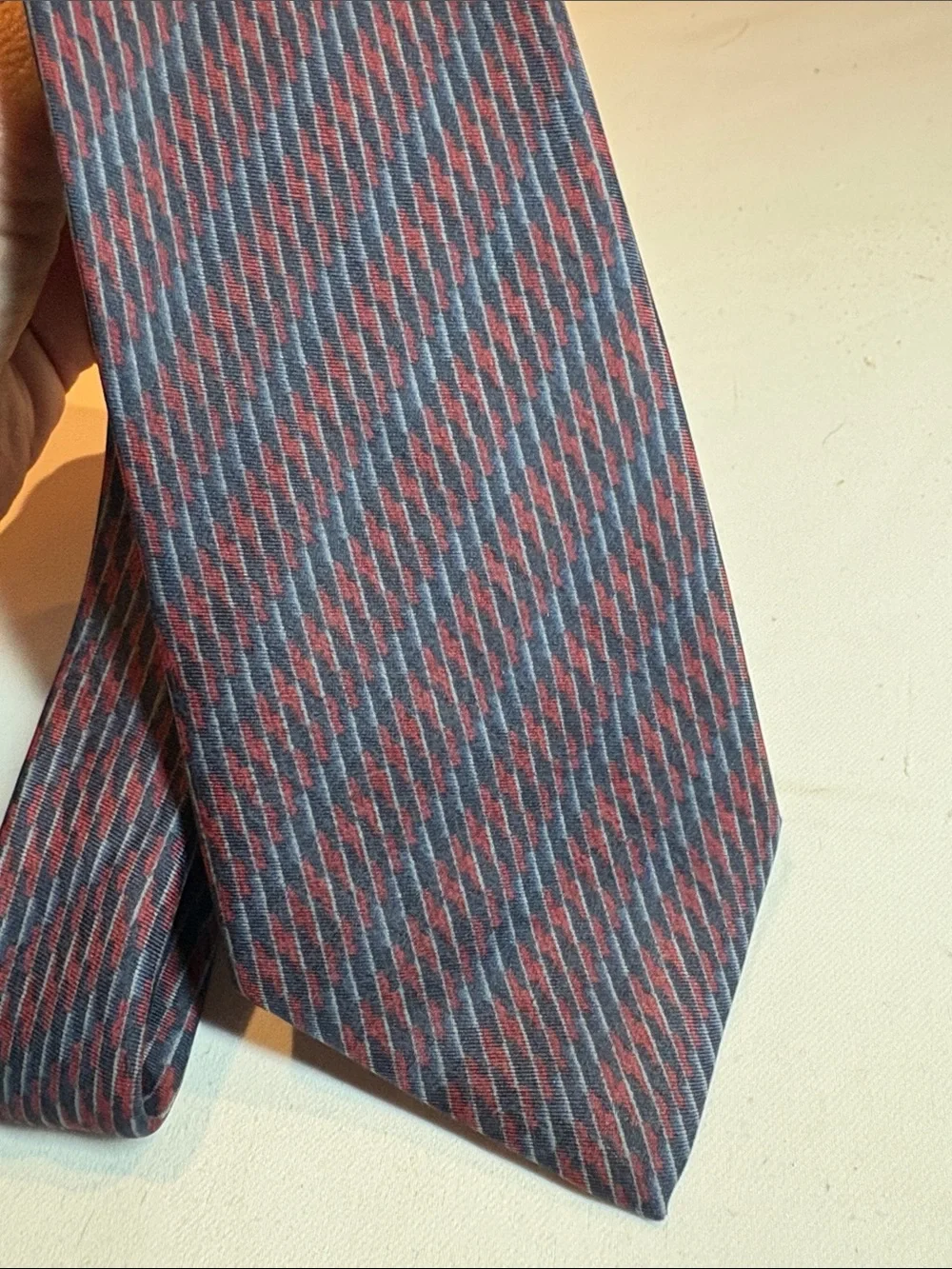 Linea Studio Navy and Red Silk Tie